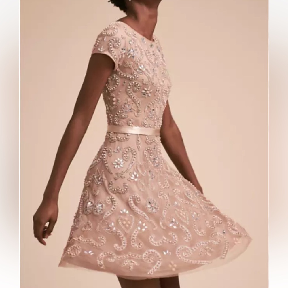 LARA x BHLDN 0 XS Pink Blush Embellished Beaded Crystals Wedding Formal
